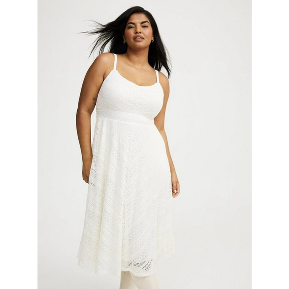 Torrid Dresses & Skirts - Women's Torrid Plus Size 0X White Midi Lace Skater Dress